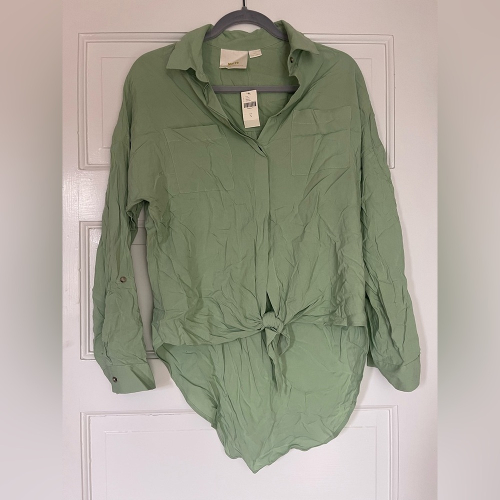 NWT Anthropologie Maeve Green Button-up Shirt